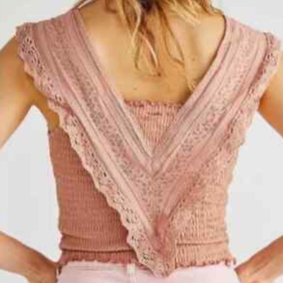 Free People On My Mind Iced Chai Smocked Top Size XS #1885 - Picture 2 of 6